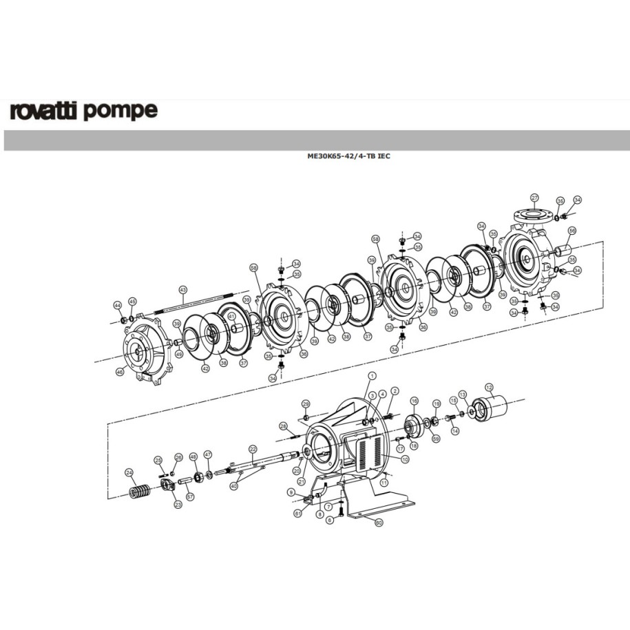 Vue éclatée pompe ME30K65-42/4-TB Rovatti