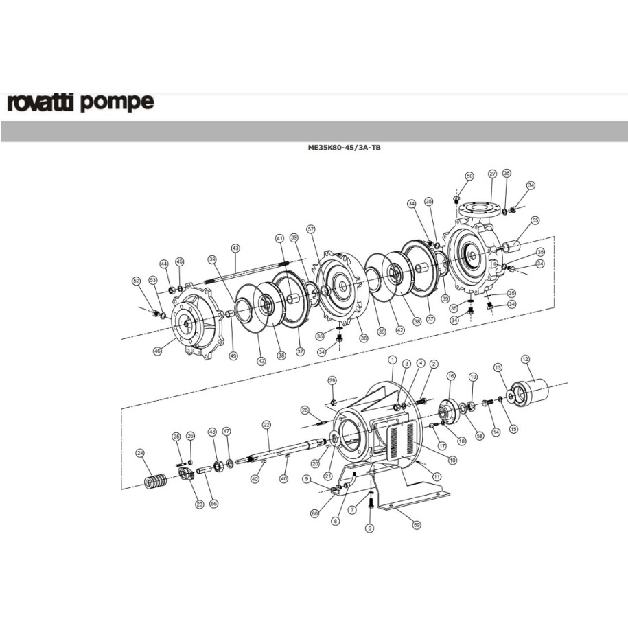 Vue éclatée pompe ME35K80-45/3A-TB Rovatti